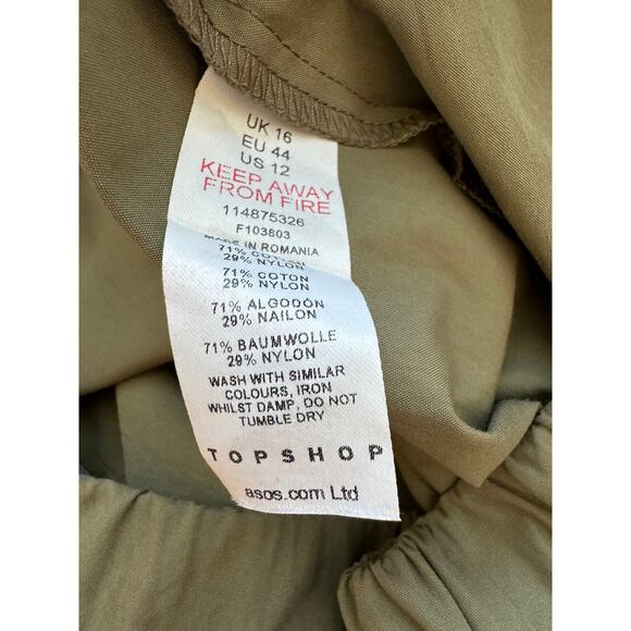 New ~ TOPSHOP , NORDSTROM ~ Women's Green Pleated Front Chino Shorts Size 12 - Picture 4 of 4